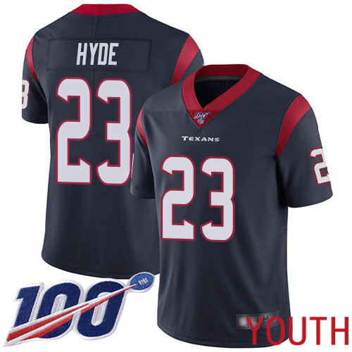 Houston Texans Limited Navy Blue Youth Carlos Hyde Home Jersey NFL Football 23 100th Season Vapor Untouchable